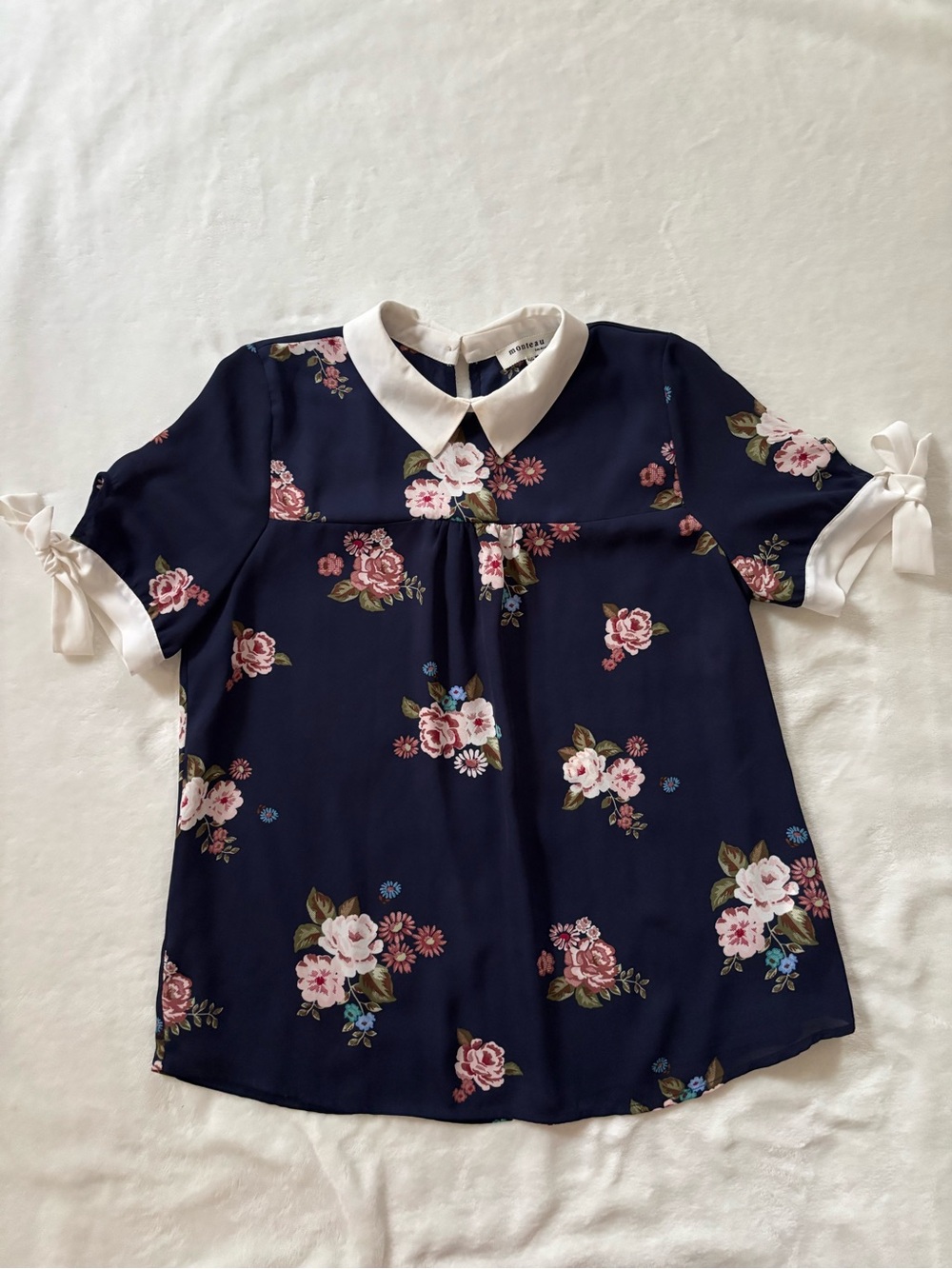 Monteau short sleeve floral blouse